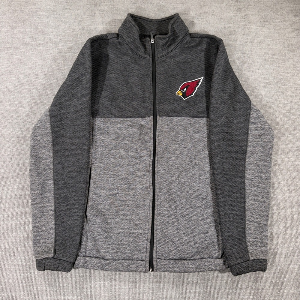 NFL‎ Arizona Cardinals Full Zip Jacket Mens M Grey Good Textured Fleece